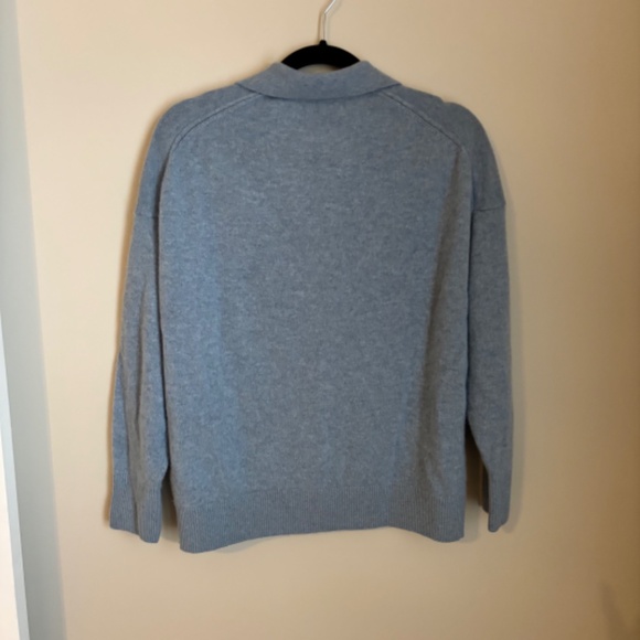 Quince 100% Mongolian Cashmere Polo Sweater Women’s Large Light Blue Spring Pull - Picture 4 of 5